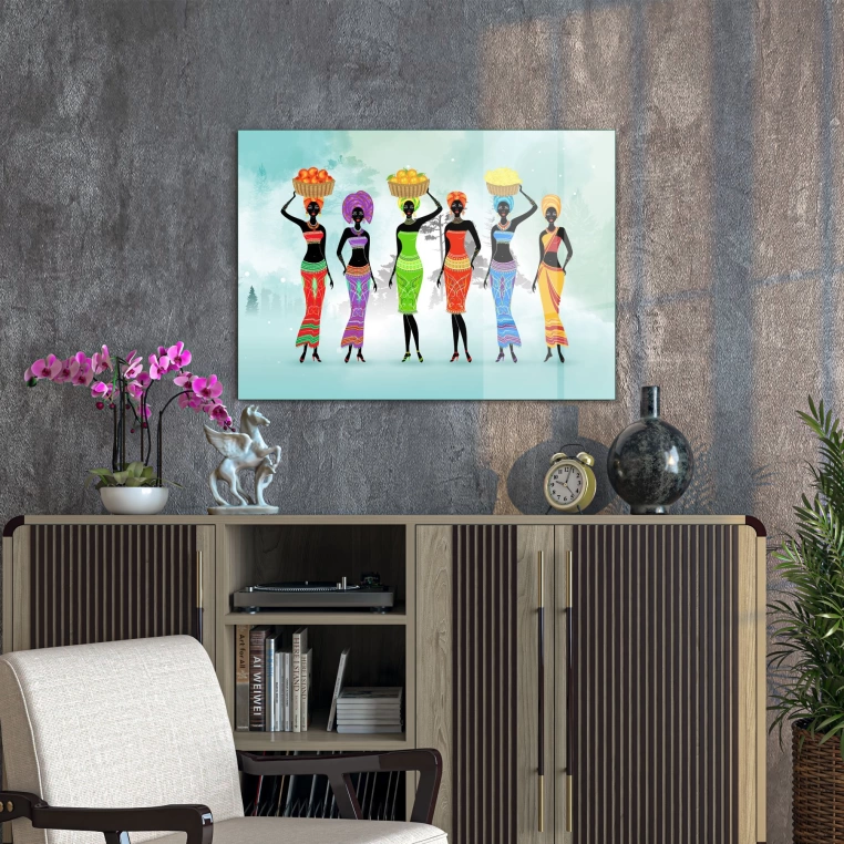 Vivantes Tempered Glass Wall Art - African Beauties at Work