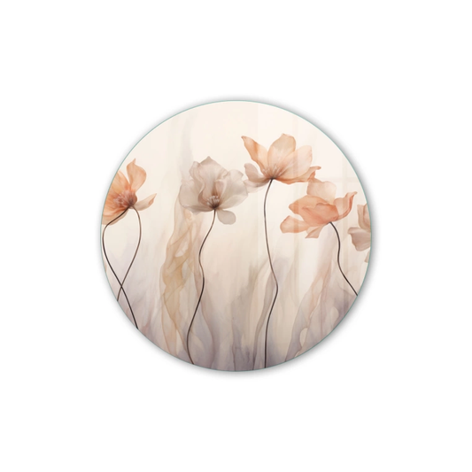 Vivantes Circle Glass Wall Art in 12" Diameter-Flowers in Pastel