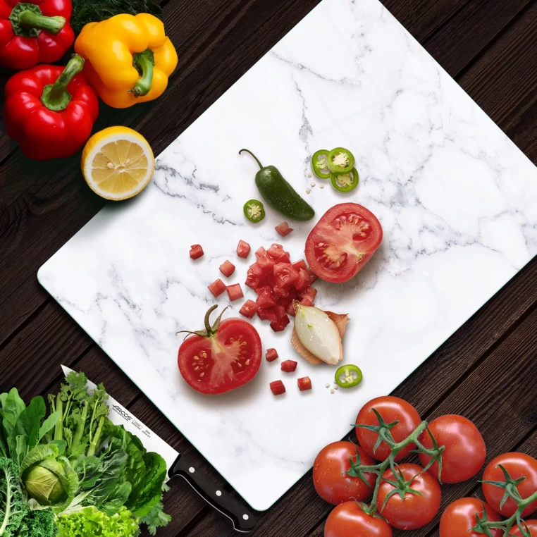 Tempered Glass Cutting Board - Classic Marble