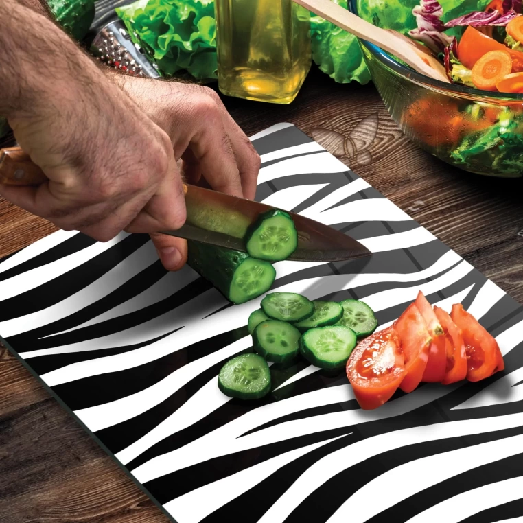 Tempered Glass Cutting Board - Zebra