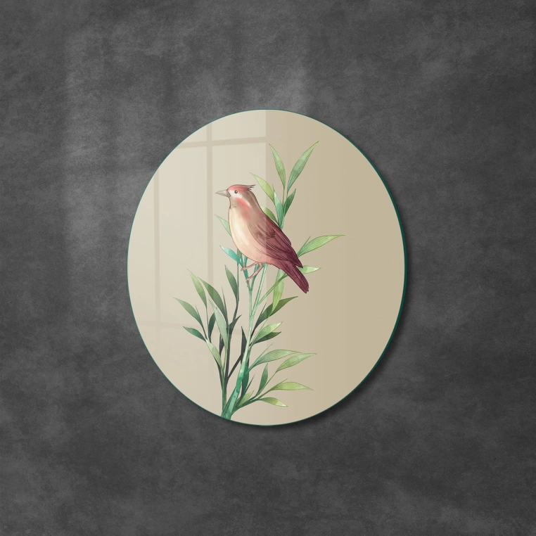 Vivantes Circle Glass Wall Art in 12" Diameter-The Bird