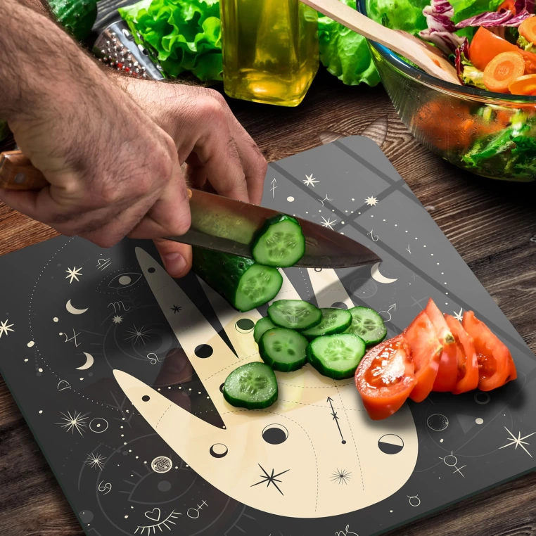 Tempered Glass Square Cutting Board - Horoscoped Hand