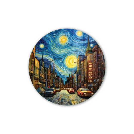 Vivantes Circle Glass Wall Art in 12" Diameter-Street in Amsterdam