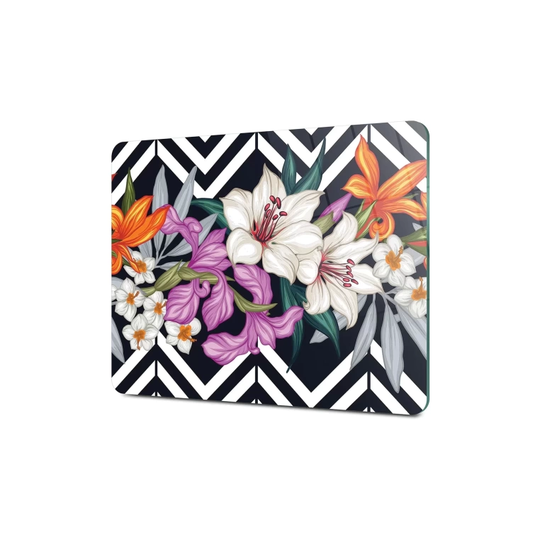 Tempered Glass Cutting Board - Mixed Liliums