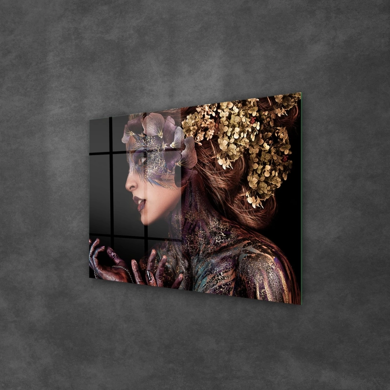 Vivantes Tempered Glass Wall Art - Flower Mask