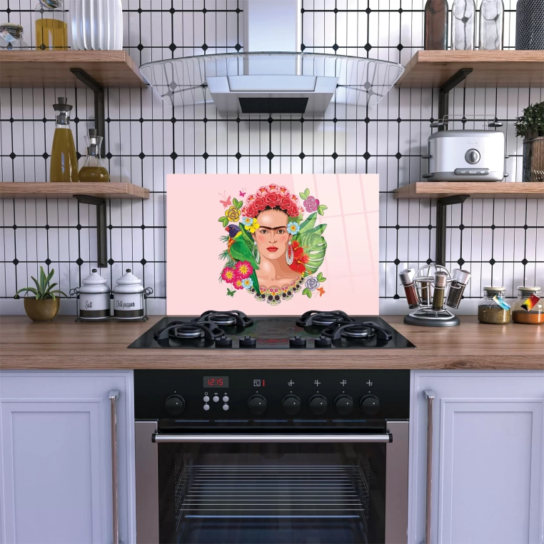 Vivantes Stove Back Tempered Glass Protector-Frida's Flowers