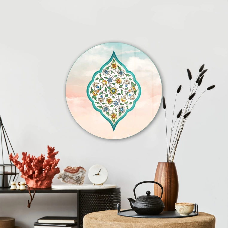 Vivantes Circle Glass Wall Art in 12" Diameter-Persian Art 2