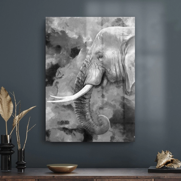 Vivantes Tempered Glass Wall Art - Old Elephant