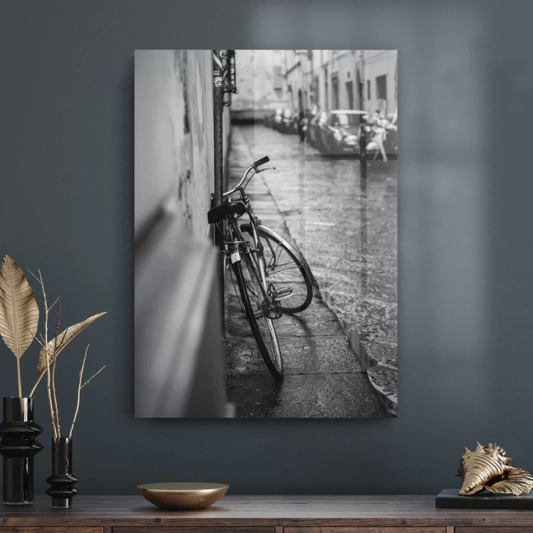 Vivantes Tempered Glass Wall Art - Vintage City Bike