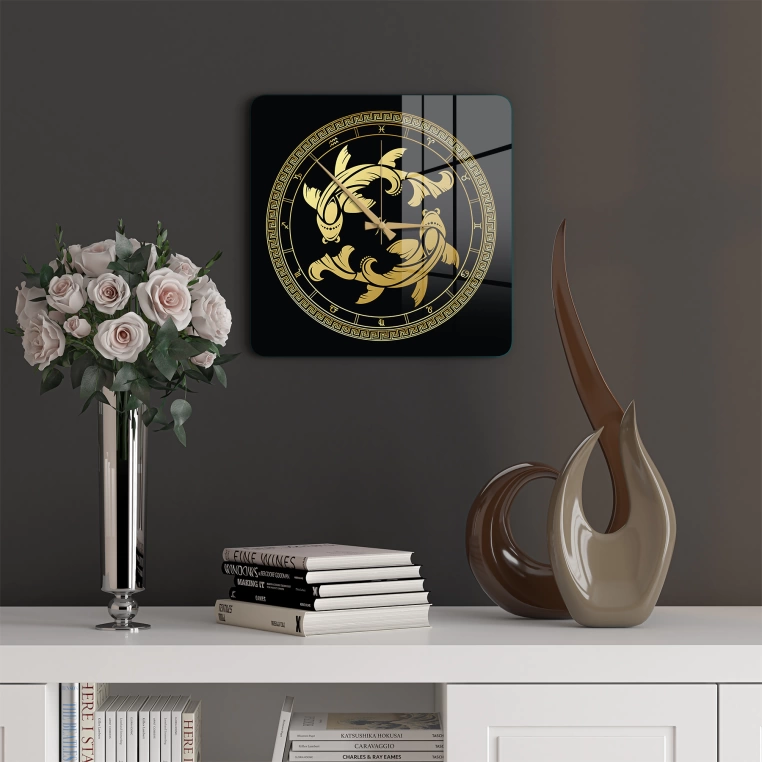 Vivantes Decorative Glass 12 inch Wall Clock Pisces