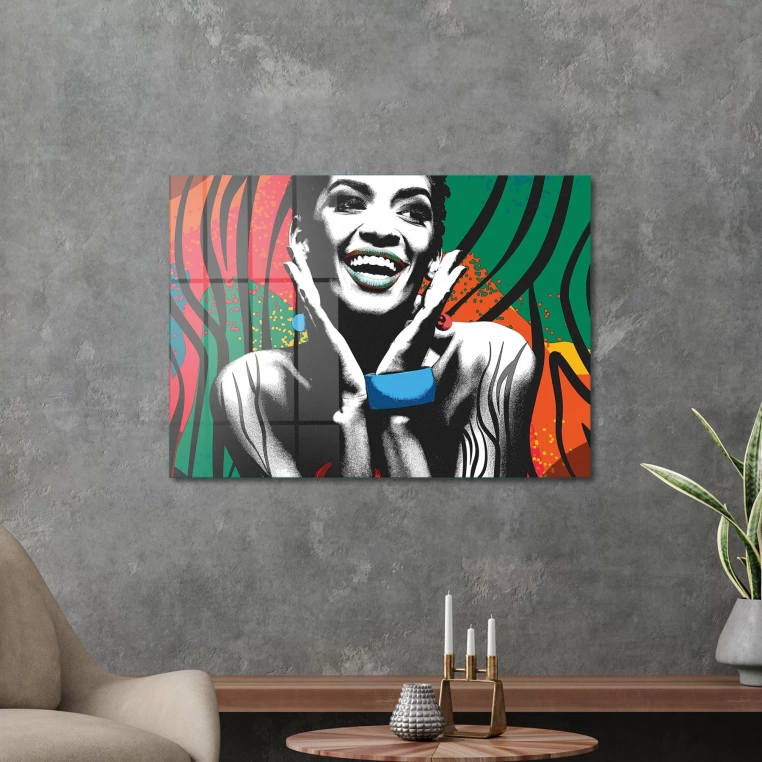 Vivantes Tempered Glass Wall Art - Pop Art African Lady