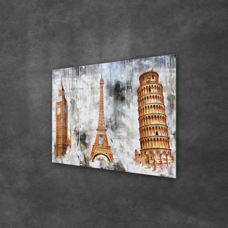 Vivantes Tempered Glass Wall Art -London Paris Italy