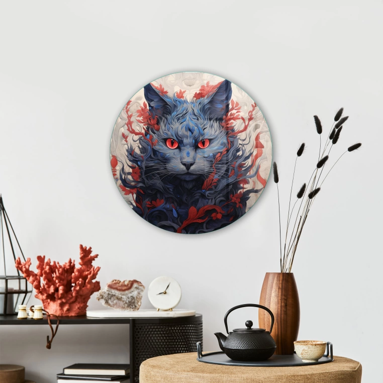 Vivantes Circle Glass Wall Art in 12" Diameter-American Cat