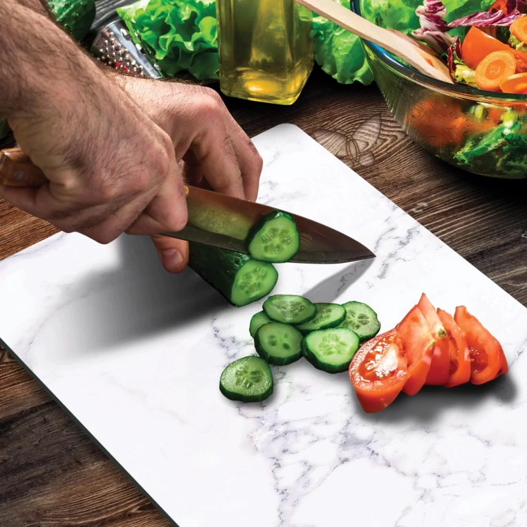 Tempered Glass Cutting Board - Classic Marble