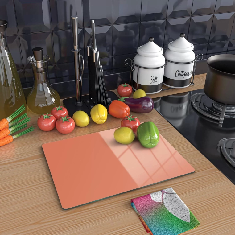 Tempered Glass Cutting Board - PowderOrange