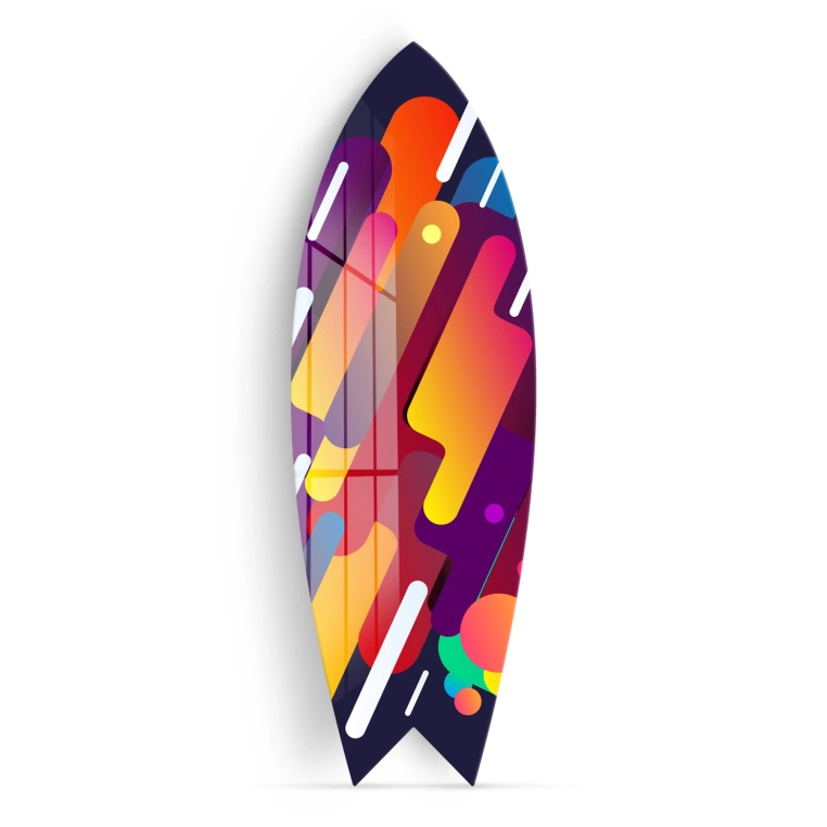 Vivantes Decorative Surfing Board in 4mm Tempered Glass-Beautiful Flow