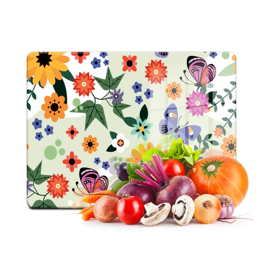 Tempered Glass Cutting Board - Summer and Butterflies