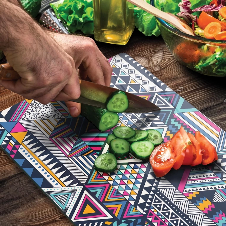 Tempered Glass Cutting Board - Modern African