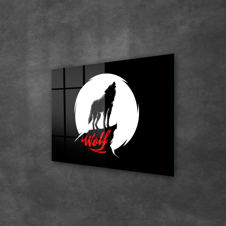 Vivantes Tempered Glass Wall Art - Wolf at Moon