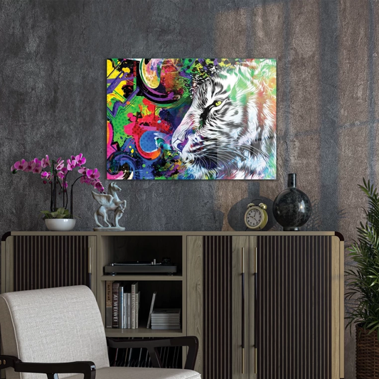 Vivantes Tempered Glass Wall Art - White tiger