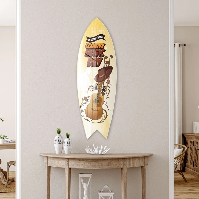 Vivantes Decorative Surfing Board in 4mm Tempered Glass-Country Music