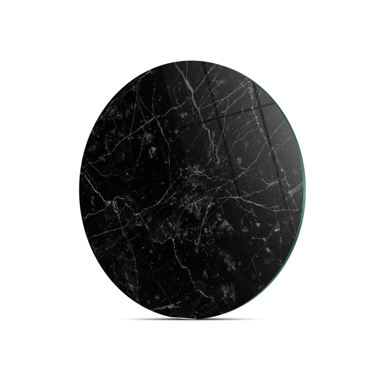 Tempered 12 inch Round Glass Cutting Board - Black Granite