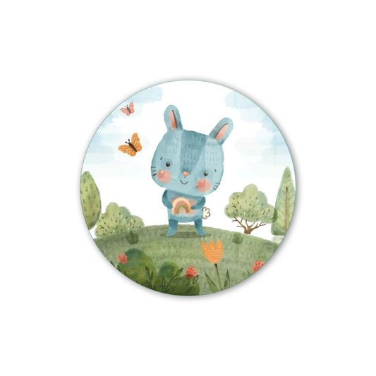 Vivantes Circle Glass Wall Art in 12" Diameter-Baby Rabbit