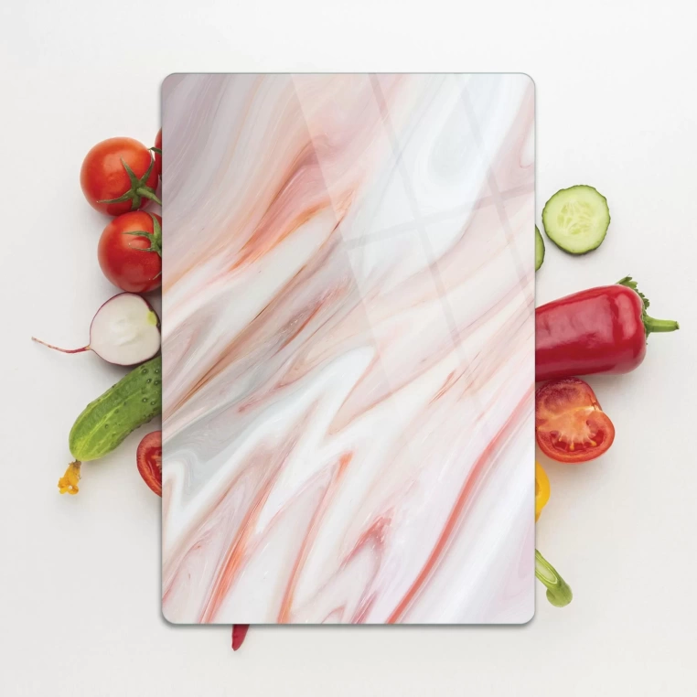 Tempered Glass Cutting Board - Pink Marble