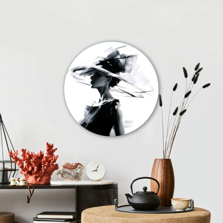 Vivantes Circle Glass Wall Art in 12" Diameter-British Lady