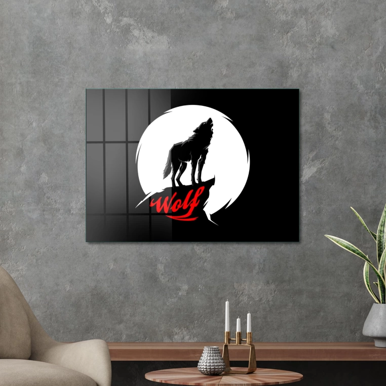 Vivantes Tempered Glass Wall Art - Wolf at Moon