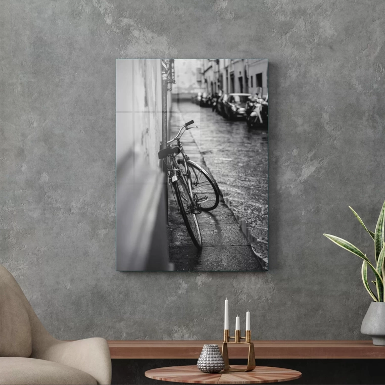 Vivantes Tempered Glass Wall Art - Vintage City Bike