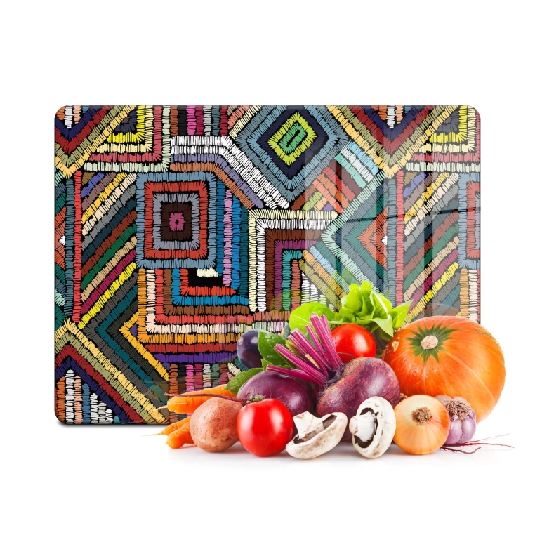 Tempered Glass Cutting Board - Colored Fabrics