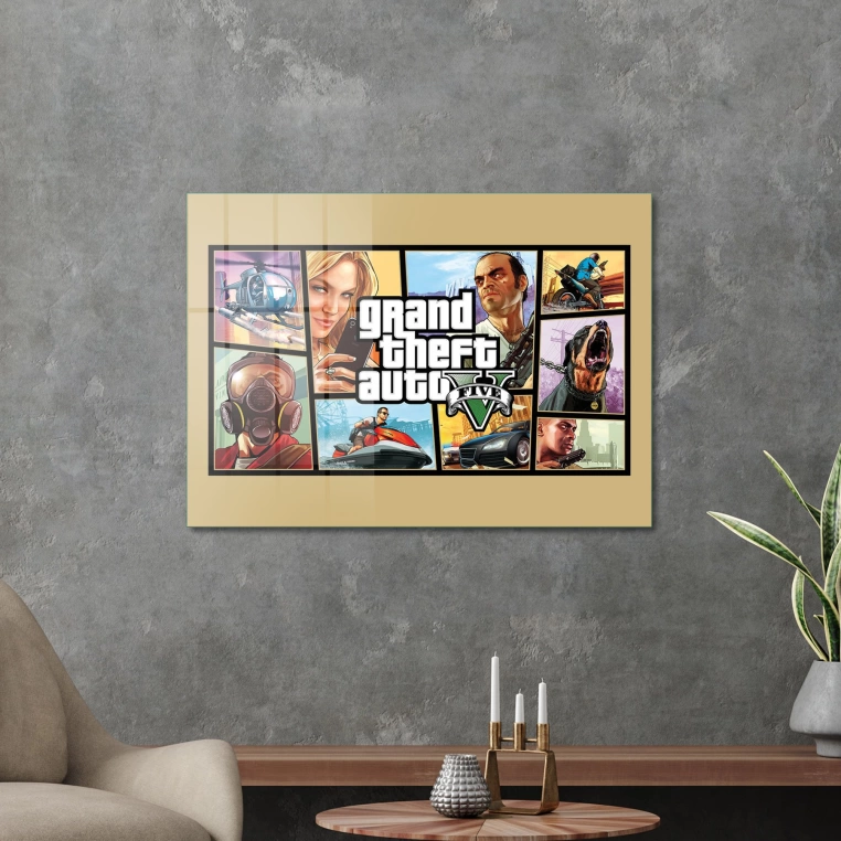 Vivantes Tempered Glass Wall Art - grand theft auto