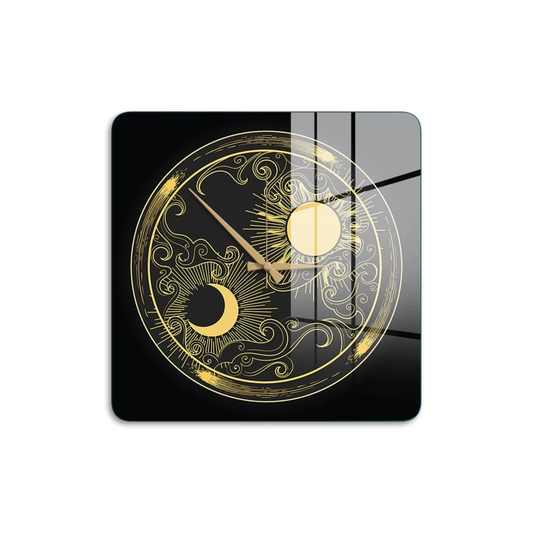 Vivantes Decorative Glass 12 inch Wall Clock Day and Golden Night