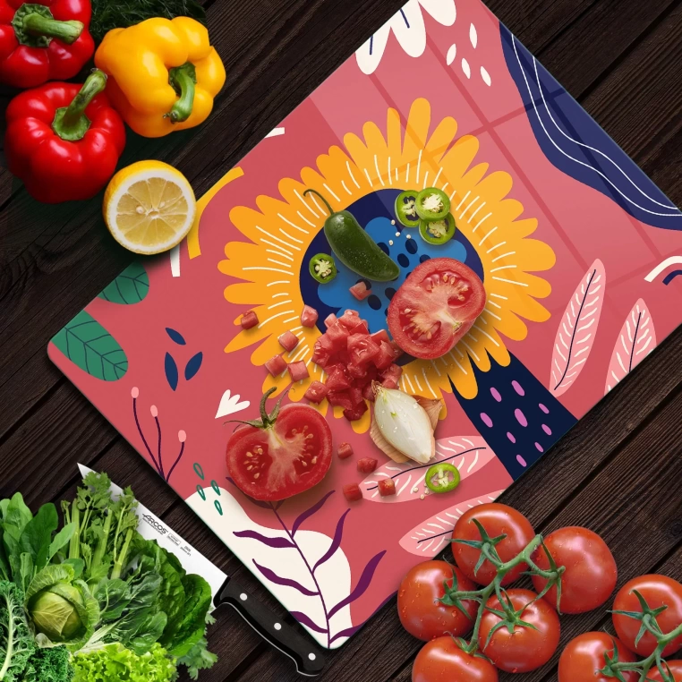 Tempered Glass Cutting Board - WildSunflower