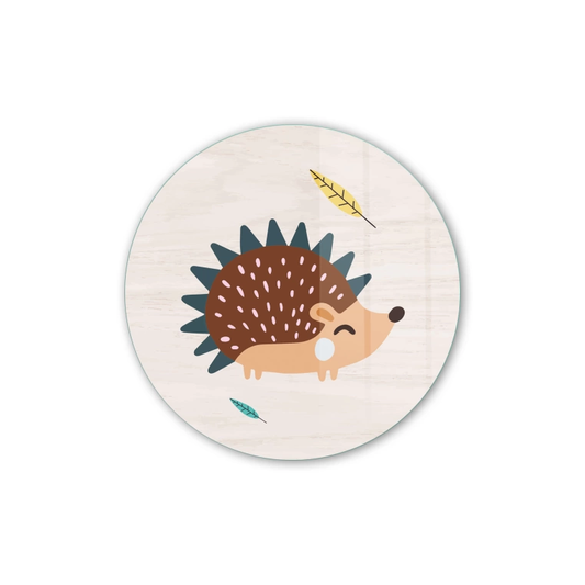 Vivantes Circle Glass Wall Art in 12" Diameter-Hedgehog