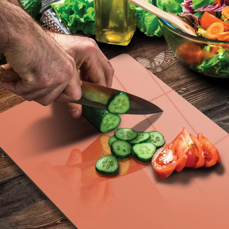 Tempered Glass Cutting Board - PowderOrange