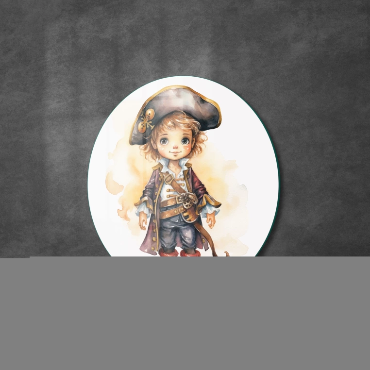 Vivantes Circle Glass Wall Art in 12" Diameter-Little Pirate