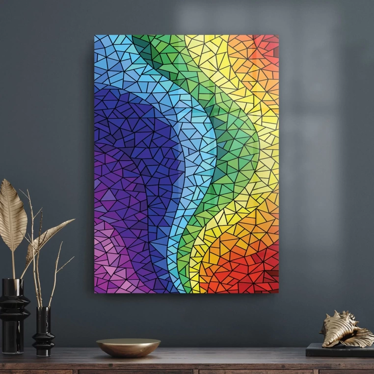 Vivantes Tempered Glass Wall Art - Modern Rainbow