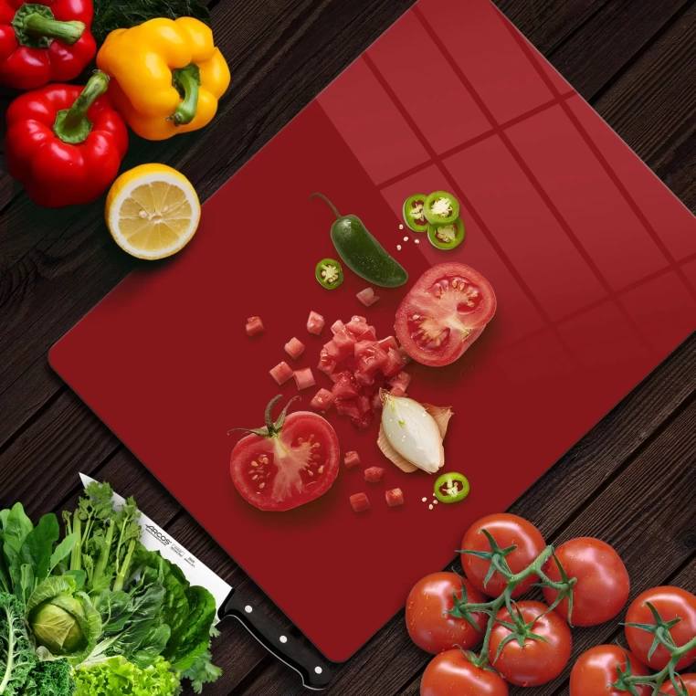 Tempered Glass Cutting Board - Burgundy