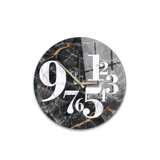 Vivantes Decorative Glass 12 inch Wall Clock White on Marble