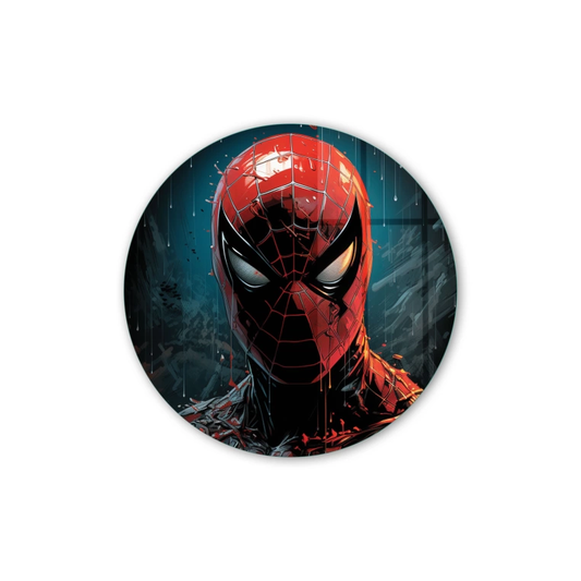 Vivantes Circle Glass Wall Art in 12" Diameter-SpiderMan