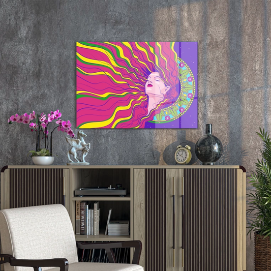 Vivantes Tempered Glass Wall Art - Rainbow Hair