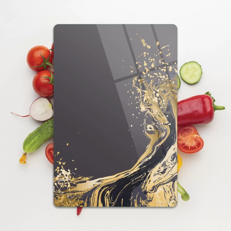 Tempered Glass Cutting Board - Golden Splash