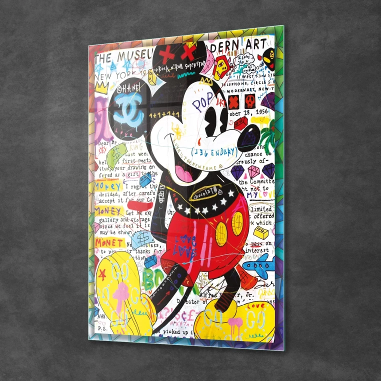 Vivantes Tempered Glass Wall Art - Pop Art Mickey