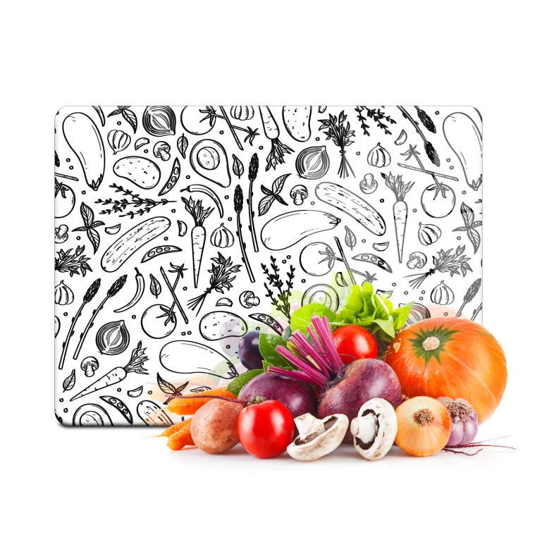 Tempered Glass Cutting Board - Vegan Board Black&White