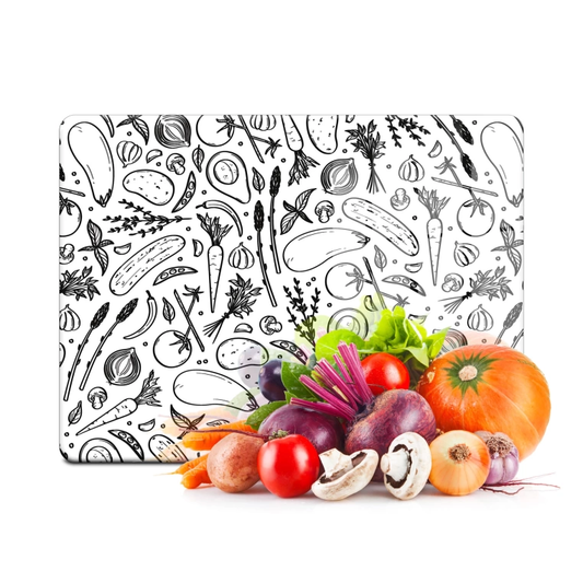 Tempered Glass Cutting Board - Vegan Board Black&White