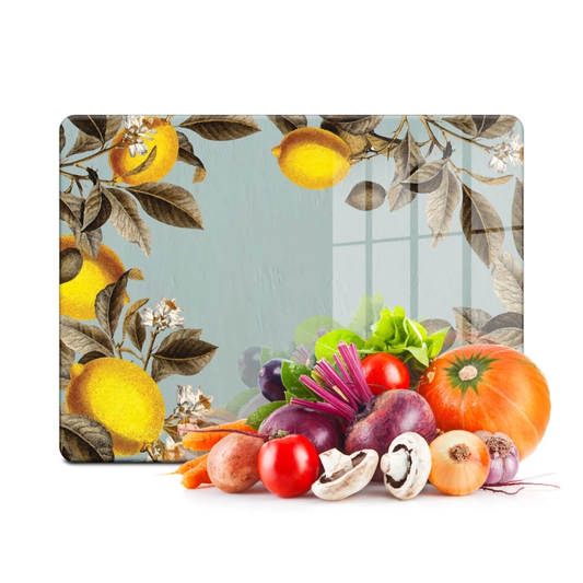 Tempered Glass Cutting Board - Retro Lemon