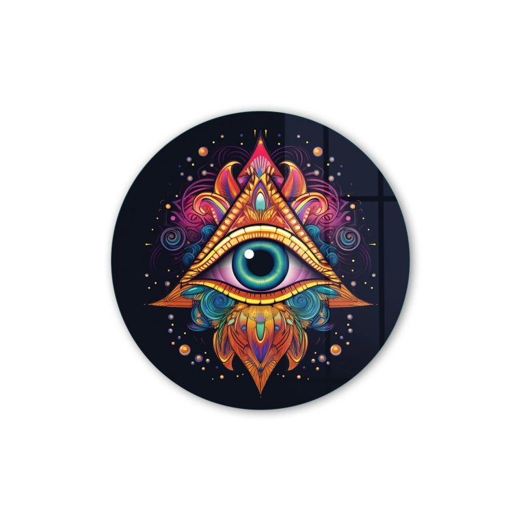 Vivantes Circle Glass Wall Art in 12" Diameter-Indian Illuminati