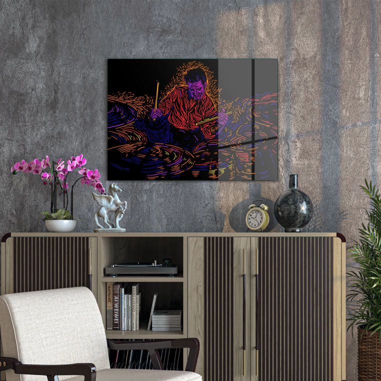 Vivantes Tempered Glass Wall Art - Drummer